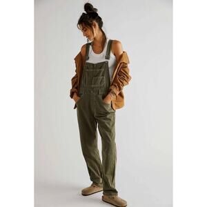 NWT / Free People Ziggy Overalls / Sold Out Color Army / sz s
